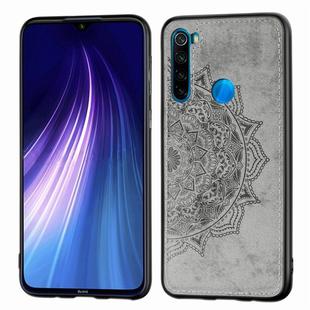 For Xiaomi Redmi Note 8T Embossed Mandala Pattern PC + TPU + Fabric Phone Case with Lanyard & Magnetic(Gray)