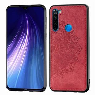 For Xiaomi Redmi Note 8T Embossed Mandala Pattern PC + TPU + Fabric Phone Case with Lanyard & Magnetic(Red)