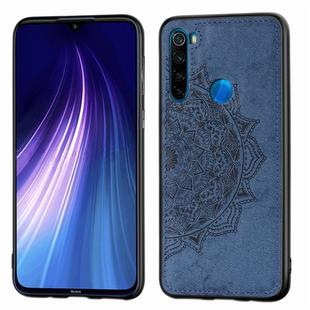 For Xiaomi Redmi Note 8T Embossed Mandala Pattern PC + TPU + Fabric Phone Case with Lanyard & Magnetic(Blue)