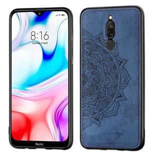 For Xiaomi Redmi 8 Embossed Mandala Pattern PC + TPU + Fabric Phone Case with Lanyard & Magnetic(Blue)