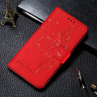 For Xiaomi Mi 9 Pro Litchi Texture Feather Embossing Horizontal Flip Leather Case with Holder & Card Slots & Wallet & Photo Frame & Lanyard(Red)