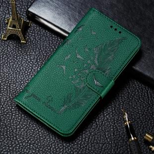 For Galaxy A70s  Litchi Texture Feather Embossing Horizontal Flip Leather Case with Holder & Card Slots & Wallet & Photo Frame & Lanyard(Green)