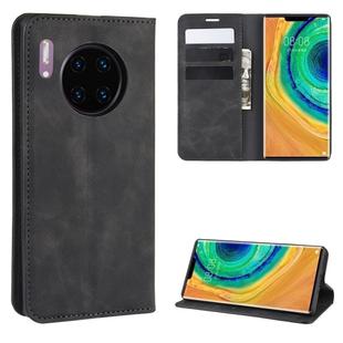 For Huawei Mate 30 Pro Retro-skin Business Magnetic Suction Leather Case with Holder & Card Slots & Wallet(Black)