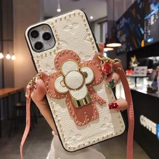 For iPhone 11 Leather Sunflower Buckle Bracket Mobile Phone Protective Case(White)