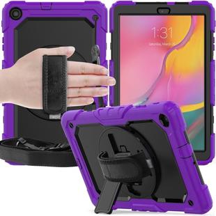 For Galaxy Tab A10.1 2019 / T510 Shockproof Colorful Silica Gel + PC Protective Case, with Holder & Shoulder Strap(Purple)