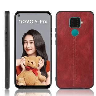 For Huawei Nova 5i Pro / Nova 5z Shockproof Sewing Cow Pattern Skin PC + PU + TPU Case(Red)