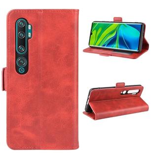 For Xiaomi Mi Note 10 Pro Double Buckle Crazy Horse Business Mobile Phone Holster with Card Wallet Bracket Function(Red)