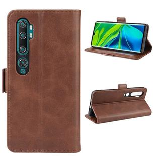 For Xiaomi Mi Note 10 Pro Double Buckle Crazy Horse Business Mobile Phone Holster with Card Wallet Bracket Function(Brown)
