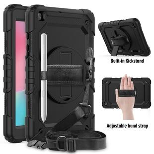 For Galaxy Tab A8.0 2019 / T290 Shockproof Colorful Silica Gel + PC Protective Case, with Holder & Shoulder Strap & Hand Strap(Black)