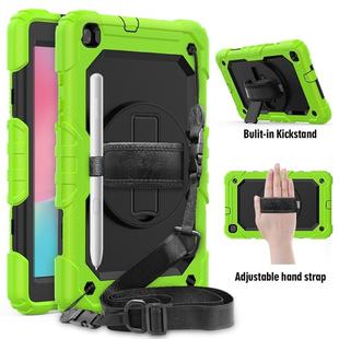 For Galaxy Tab A8.0 2019 / T290 Shockproof Colorful Silica Gel + PC Protective Case, with Holder & Shoulder Strap & Hand Strap(Green)