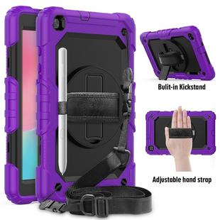 For Galaxy Tab A8.0 2019 / T290 Shockproof Colorful Silica Gel + PC Protective Case, with Holder & Shoulder Strap & Hand Strap(Purple)