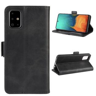 For Galaxy A71 Double Buckle Crazy Horse Business Mobile Phone Holster with Card Wallet Bracket Function(Black)