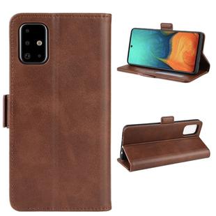 For Galaxy A71 Double Buckle Crazy Horse Business Mobile Phone Holster with Card Wallet Bracket Function(Brown)