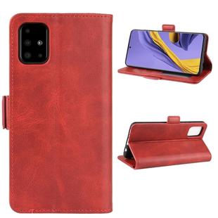 For Galaxy A51 Double Buckle Crazy Horse Business Mobile Phone Holster with Card Wallet Bracket Function(Red)