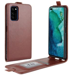 For Huawei Honor V30/V30 Pro  R64 Texture Single Vertical Flip Leather Protective Case with Card Slots & Photo Frame(Brown)