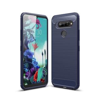 For LG Q70 Brushed Texture Carbon Fiber TPU Case(Navy Blue)