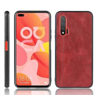 For Huawei Nova 6 Shockproof Sewing Cow Pattern Skin PC + PU + TPU Case(Red)