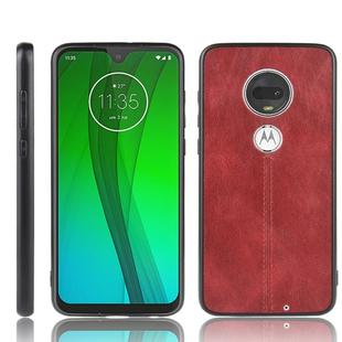 For Motorola Moto G7/G7 Plus Shockproof Sewing Cow Pattern Skin PC + PU + TPU Case(Red)