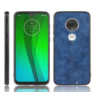 For Motorola Moto G7/G7 Plus Shockproof Sewing Cow Pattern Skin PC + PU + TPU Case(Blue)