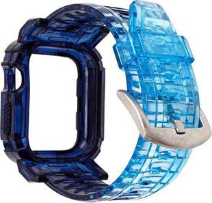 For Apple Watch Series 3 & 2 & 1 38mm Gradient TPU Integrated Case Strap(Double Blue-Silver Clasp)