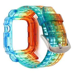 For Apple Watch Series 3 & 2 & 1 38mm Gradient TPU Integrated Case Strap(Rainbow Of Colours. - Silver Clasp)