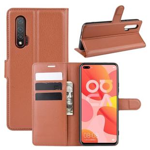 For Huawei Nova 6 5G Litchi Texture Horizontal Flip Protective Case with Holder & Card Slots & Wallet(Brown)