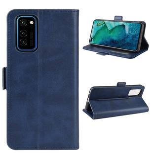 For Huawei Honor V30 / Honor V30 Pro Double Buckle Crazy Horse Business Mobile Phone Holster with Card Wallet Bracket Function(Blue)