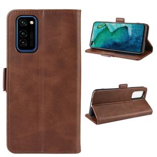 For Huawei Honor V30 / Honor V30 Pro Double Buckle Crazy Horse Business Mobile Phone Holster with Card Wallet Bracket Function(Brown)