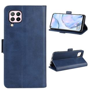 For Huawei Nova 6 SE Double Buckle Crazy Horse Business Mobile Phone Holster with Card Wallet Bracket Function(Blue)