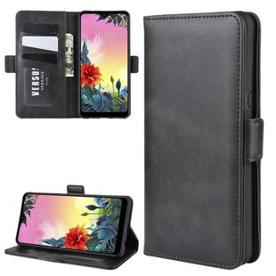 For LG K50S Dual-side Magnetic Buckle Horizontal Flip Leather Case with Holder & Card Slots & Wallet(Black)