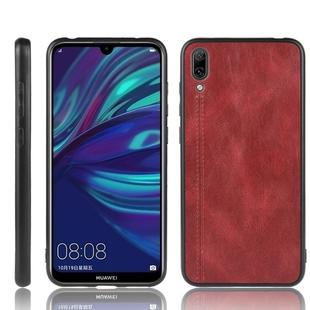 For Huawei Enjoy 9 / Y7 Pro 2019 Shockproof Sewing Cow Pattern Skin PC + PU + TPU Case(Red)