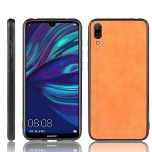 For Huawei Enjoy 9 / Y7 Pro 2019 Shockproof Sewing Cow Pattern Skin PC + PU + TPU Case(Orange)