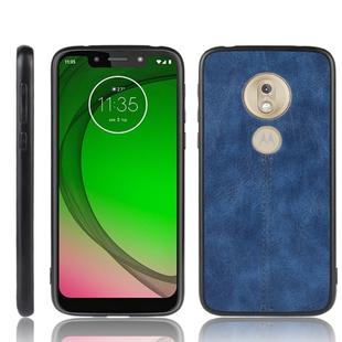 For Motorola Moto G7 Power Shockproof Sewing Cow Pattern Skin PC + PU + TPU Case(Blue)