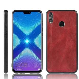 For Huawei Honor 8X Shockproof Sewing Cow Pattern Skin PC + PU + TPU Case(Red)