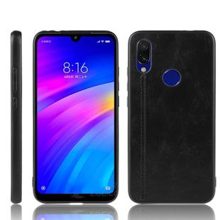 For Xiaomi Redmi 7 Shockproof Sewing Cow Pattern Skin PC + PU + TPU Case(Black)