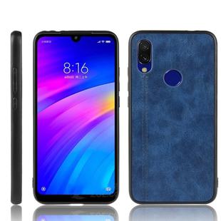 For Xiaomi Redmi 7 Shockproof Sewing Cow Pattern Skin PC + PU + TPU Case(Blue)