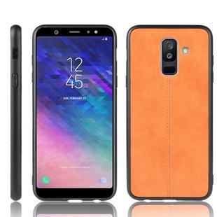 For Galaxy A6 Plus Shockproof Sewing Cow Pattern Skin PC + PU + TPU Case(Orange)