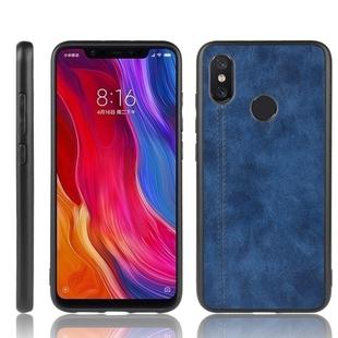 For Xiaomi Mi 8 SE Shockproof Sewing Cow Pattern Skin PC + PU + TPU Case(Blue)