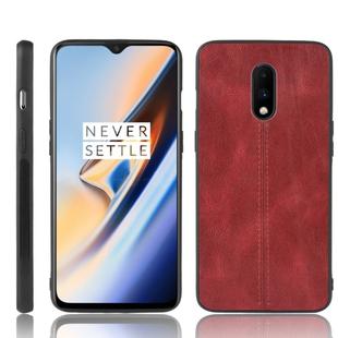 For OnePlus 7 Shockproof Sewing Cow Pattern Skin PC + PU + TPU Case(Red)