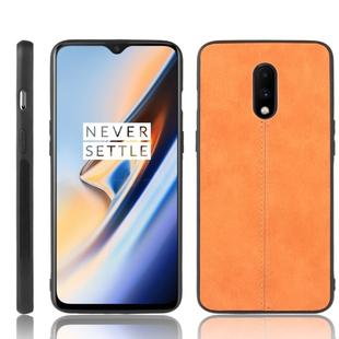 For OnePlus 7 Shockproof Sewing Cow Pattern Skin PC + PU + TPU Case(Orange)