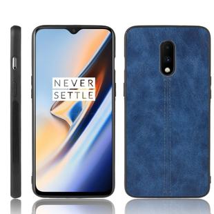 For OnePlus 7 Shockproof Sewing Cow Pattern Skin PC + PU + TPU Case(Blue)