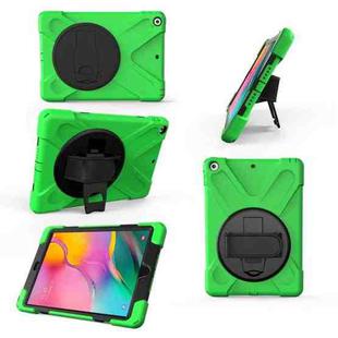 For Galaxy Tab A 10.1 （2019） T510/T515  360 Degree Rotation PC + Silicone Protective Case with Holder & Hand-strap(Light Green)