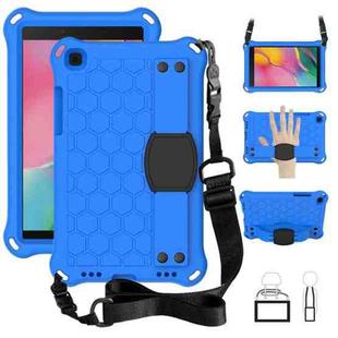 For  Galaxy Tab A8.0 T290 / T295（2019） Honeycomb Design EVA + PC Four Corner Anti Falling Flat Protective Shell With Straps(Blue+Black)