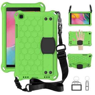 For  Galaxy Tab A8.0 T290 / T295（2019） Honeycomb Design EVA + PC Four Corner Anti Falling Flat Protective Shell With Straps(Green+Black)