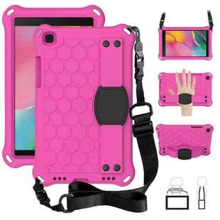 For  Galaxy Tab A8.0 T290 / T295（2019） Honeycomb Design EVA + PC Four Corner Anti Falling Flat Protective Shell With Straps(Rose +Black)
