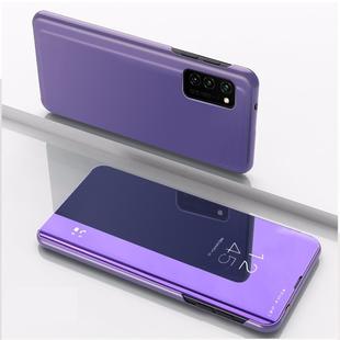 For Galaxy S20+ Plated Mirror Horizontal Flip Leather Case with Holder(Purple Blue)