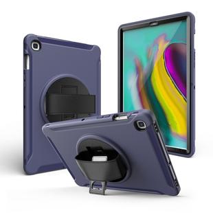 For iPad 10.2 2019 360 Degree Rotation PC + Silicone Protective Case with Holder & Hand-strap(Dark Blue)