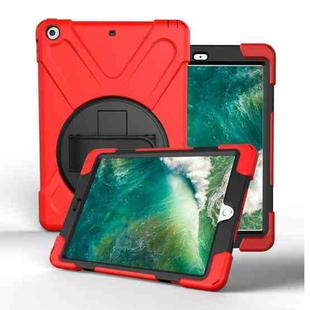 For iPad Pro10.5 / Air 10.5 2019 360 Degree Rotation PC + Silicone Protective Case with Holder & Hand-strap(Red)