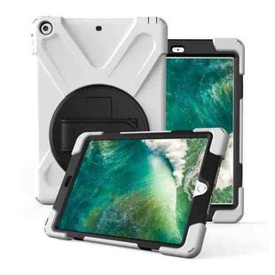 For iPad Pro10.5 / Air 10.5 2019 360 Degree Rotation PC + Silicone Protective Case with Holder & Hand-strap(White)