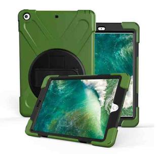 For iPad Pro10.5 / Air 10.5 2019 360 Degree Rotation PC + Silicone Protective Case with Holder & Hand-strap(Army Green)